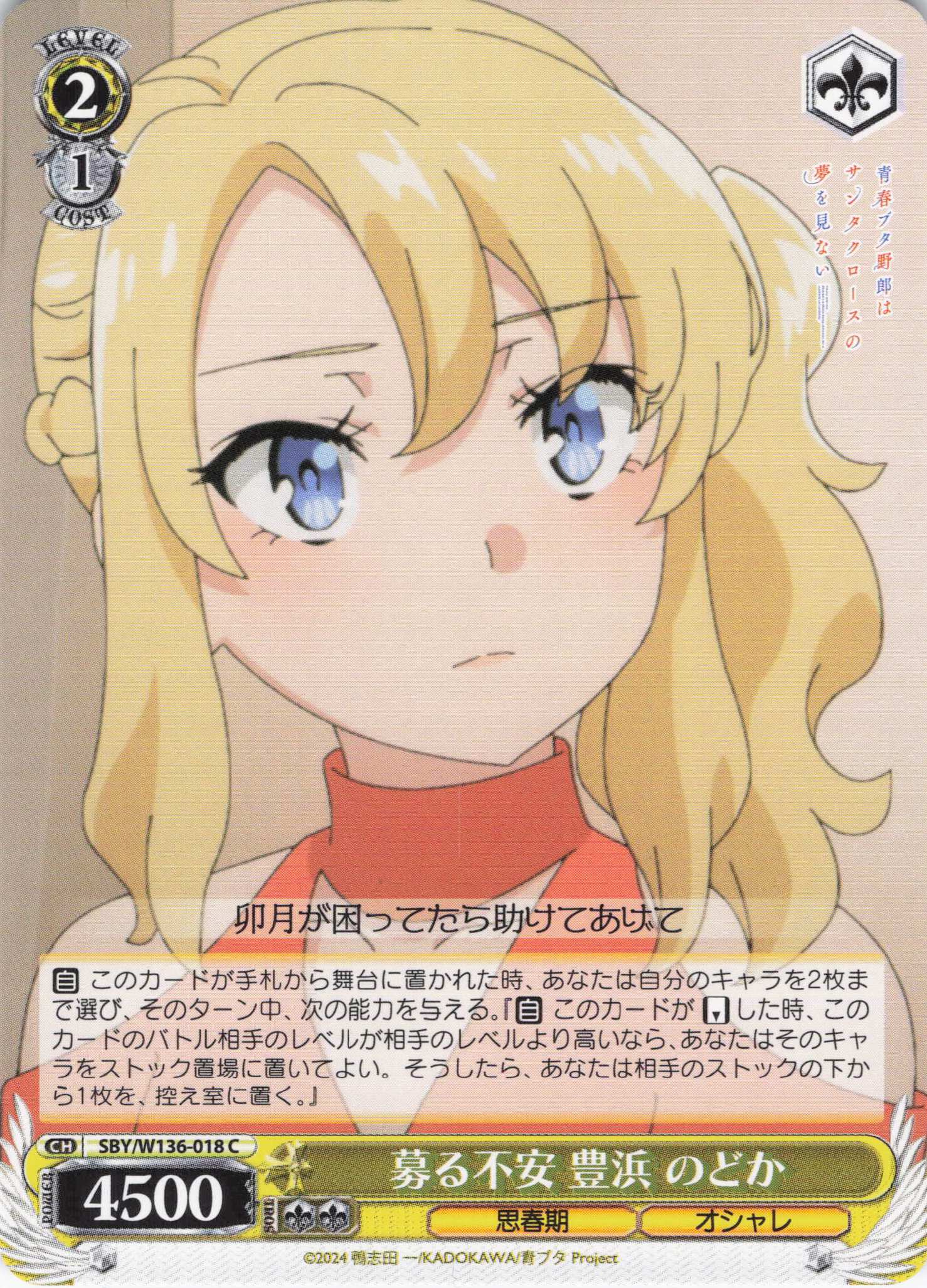 募る不安 豊浜 のどか(C)(SBY/W136-018)