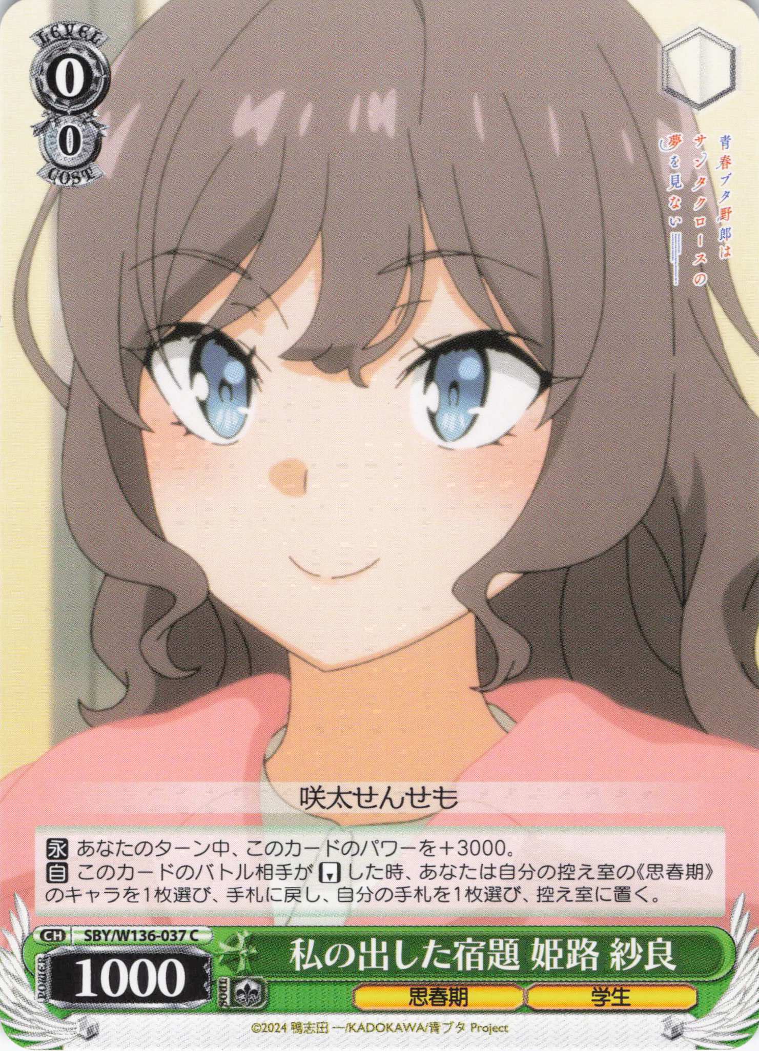 私の出した宿題 姫路 紗良(C)(SBY/W136-037)